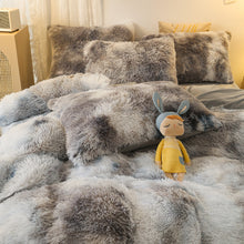 Load image into Gallery viewer, Fluffy Faux Mink &amp; Velvet Fleece Quilt Cover Set - Marble Grey
