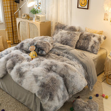 Load image into Gallery viewer, Fluffy Faux Mink &amp; Velvet Fleece Quilt Cover Set - Marble Grey