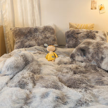 Load image into Gallery viewer, Fluffy Faux Mink &amp; Velvet Fleece Quilt Cover Set - Marble Grey