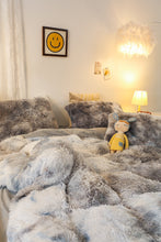 Load image into Gallery viewer, Fluffy Faux Mink &amp; Velvet Fleece Quilt Cover Set - Marble Grey