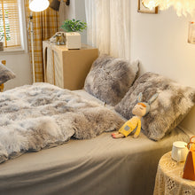 Load image into Gallery viewer, Fluffy Faux Mink &amp; Velvet Fleece Quilt Cover Set - Marble Grey