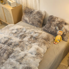 Load image into Gallery viewer, Fluffy Faux Mink &amp; Velvet Fleece Quilt Cover Set - Marble Grey