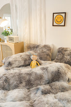 Load image into Gallery viewer, Fluffy Faux Mink &amp; Velvet Fleece Quilt Cover Set - Marble Grey