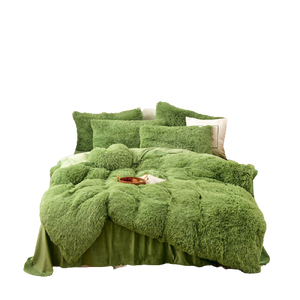 Fluffy Faux Mink & Velvet Fleece Quilt Cover Set - Avocado