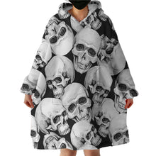 Load image into Gallery viewer, Blanket Hoodie - Black and White Skulls (Made to Order)