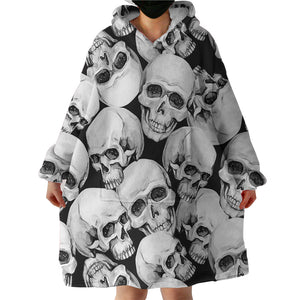Blanket Hoodie - Black and White Skulls (Made to Order)