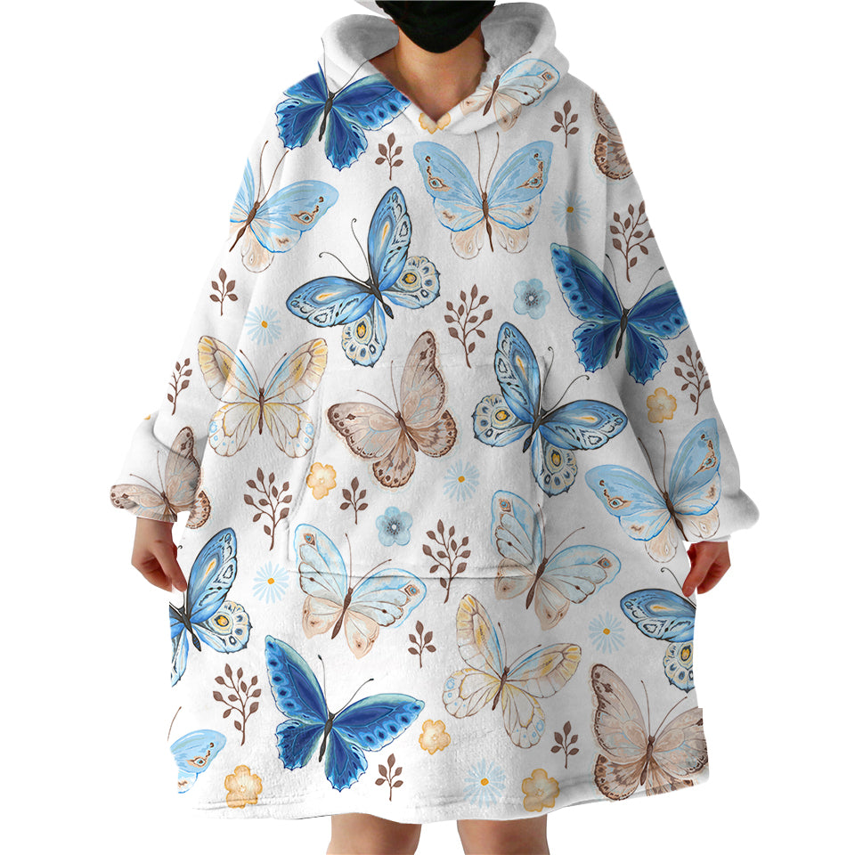 Blanket Hoodie Blue Butterfly Made to Order Bohemian Lifestyle Store