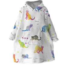 Load image into Gallery viewer, Blanket Hoodie - Cat Watercolor (Made to Order)