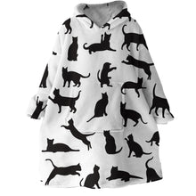 Load image into Gallery viewer, Blanket Hoodie - Cat Black and White (Made to Order)