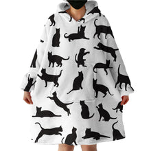 Load image into Gallery viewer, Blanket Hoodie - Cat Black and White (Made to Order)