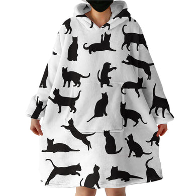 Blanket Hoodie - Cat Black and White (Made to Order)