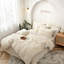 Load image into Gallery viewer, Fluffy Faux Mink &amp; Velvet Fleece Quilt Cover Set - Cream