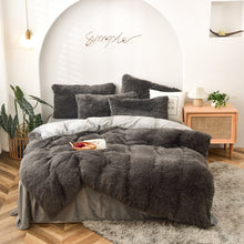 Load image into Gallery viewer, Fluffy Faux Mink &amp; Velvet Fleece Quilt Cover Set - Grey
