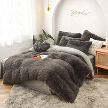 Load image into Gallery viewer, Fluffy Faux Mink &amp; Velvet Fleece Quilt Cover Set - Grey