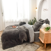 Load image into Gallery viewer, Fluffy Faux Mink &amp; Velvet Fleece Quilt Cover Set - Grey
