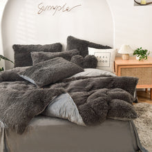 Load image into Gallery viewer, Fluffy Faux Mink &amp; Velvet Fleece Quilt Cover Set - Grey
