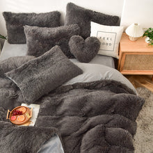 Load image into Gallery viewer, Fluffy Faux Mink &amp; Velvet Fleece Quilt Cover Set - Grey
