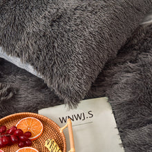 Load image into Gallery viewer, Fluffy Faux Mink &amp; Velvet Fleece Quilt Cover Set - Grey