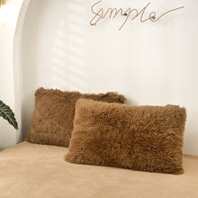 Load image into Gallery viewer, Fluffy Faux Mink &amp; Velvet Fleece Quilt Cover Set - Brown