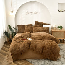 Load image into Gallery viewer, Fluffy Faux Mink &amp; Velvet Fleece Quilt Cover Set - Brown