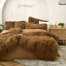 Load image into Gallery viewer, Fluffy Faux Mink &amp; Velvet Fleece Quilt Cover Set - Brown