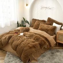 Load image into Gallery viewer, Fluffy Faux Mink &amp; Velvet Fleece Quilt Cover Set - Brown