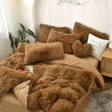 Load image into Gallery viewer, Fluffy Faux Mink &amp; Velvet Fleece Quilt Cover Set - Brown