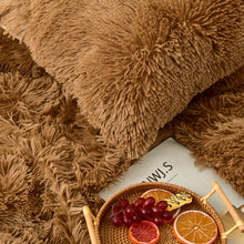 Load image into Gallery viewer, Fluffy Faux Mink &amp; Velvet Fleece Quilt Cover Set - Brown