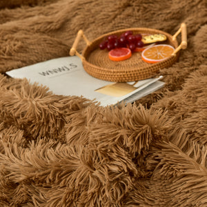 Fluffy Faux Mink & Velvet Fleece Quilt Cover Set - Brown