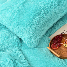 Load image into Gallery viewer, Fluffy Faux Mink &amp; Velvet Fleece Quilt Cover Set - Turquoise