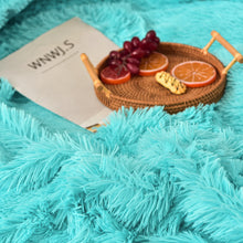 Load image into Gallery viewer, Fluffy Faux Mink &amp; Velvet Fleece Quilt Cover Set - Turquoise