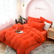 Load image into Gallery viewer, Fluffy Faux Mink &amp; Velvet Fleece Quilt Cover Set - Orange