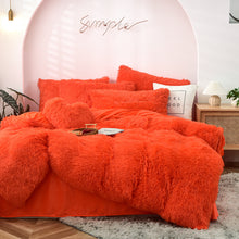 Load image into Gallery viewer, Fluffy Faux Mink &amp; Velvet Fleece Quilt Cover Set - Orange