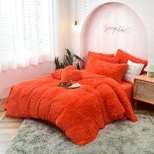 Load image into Gallery viewer, Fluffy Faux Mink &amp; Velvet Fleece Quilt Cover Set - Orange