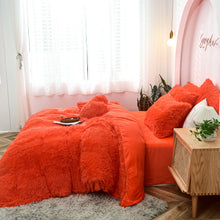 Load image into Gallery viewer, Fluffy Faux Mink &amp; Velvet Fleece Quilt Cover Set - Orange