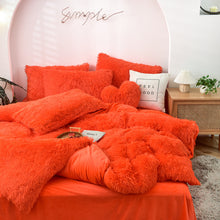 Load image into Gallery viewer, Fluffy Faux Mink &amp; Velvet Fleece Quilt Cover Set - Orange