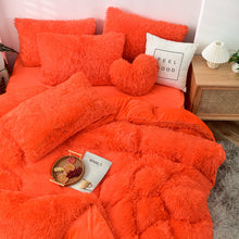 Load image into Gallery viewer, Fluffy Faux Mink &amp; Velvet Fleece Quilt Cover Set - Orange