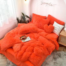 Load image into Gallery viewer, Fluffy Faux Mink &amp; Velvet Fleece Quilt Cover Set - Orange