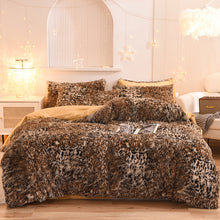 Load image into Gallery viewer, Fluffy Faux Mink &amp; Velvet Fleece Quilt Cover Set - Leopard