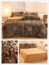 Load image into Gallery viewer, Fluffy Faux Mink &amp; Velvet Fleece Quilt Cover Set - Leopard