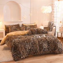Load image into Gallery viewer, Fluffy Faux Mink &amp; Velvet Fleece Quilt Cover Set - Leopard