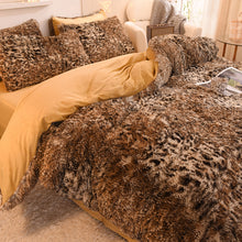 Load image into Gallery viewer, Fluffy Faux Mink &amp; Velvet Fleece Quilt Cover Set - Leopard