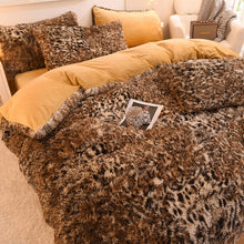 Load image into Gallery viewer, Fluffy Faux Mink &amp; Velvet Fleece Quilt Cover Set - Leopard