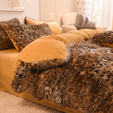 Load image into Gallery viewer, Fluffy Faux Mink &amp; Velvet Fleece Quilt Cover Set - Leopard