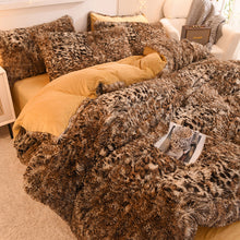 Load image into Gallery viewer, Fluffy Faux Mink &amp; Velvet Fleece Quilt Cover Set - Leopard