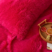 Load image into Gallery viewer, Fluffy Faux Mink &amp; Velvet Fleece Quilt Cover Set - Hot Pink