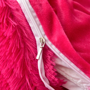 Fluffy Faux Mink & Velvet Fleece Quilt Cover Set - Hot Pink