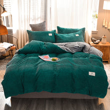 Load image into Gallery viewer, Soft Corduroy Velvet Fleece Quilt Cover Set - Emerald Grey