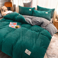 Load image into Gallery viewer, Soft Corduroy Velvet Fleece Quilt Cover Set - Emerald Grey