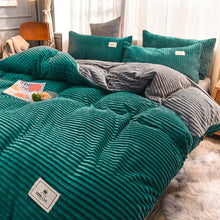 Load image into Gallery viewer, Soft Corduroy Velvet Fleece Quilt Cover Set - Emerald Grey